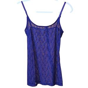 Purple Sheer Lace camisole Tank Size Large Adjustable Straps Charlotte Russe